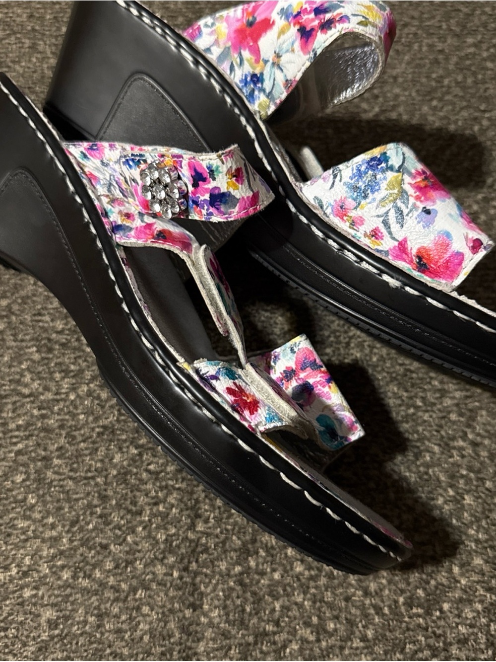 Alegria Women's Floral Adjustable Slide Sandals - Multicolor - Picture 2 of 4